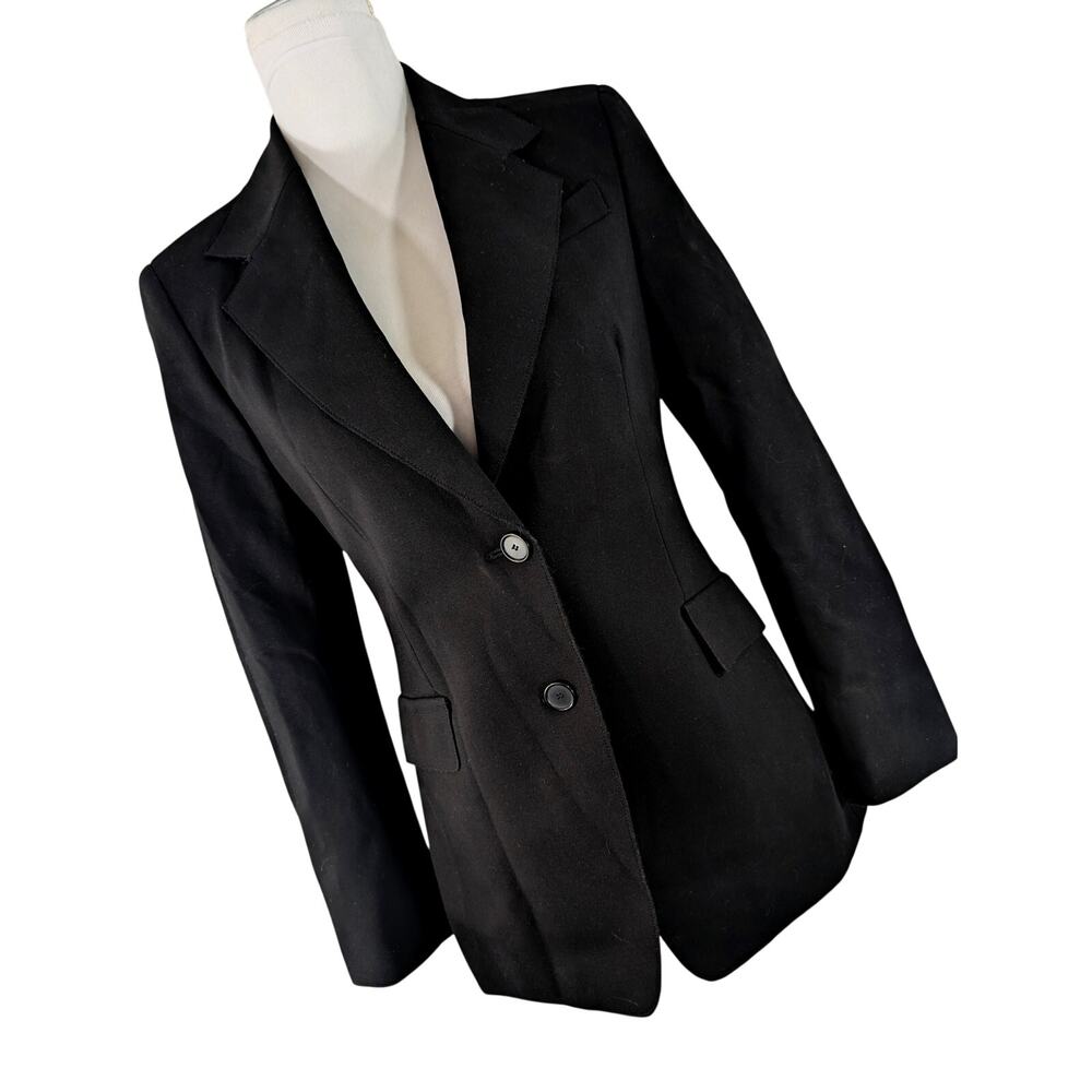 AKRIS PUNTO! RICH BLACK BEAUTIFULLY TAILORED, WIDE LAPEL, X LENGTH BLAZER! SZ 4